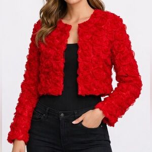 🌺Red Rose Floral Jacket |New With Tags (Retails at $129)🌺